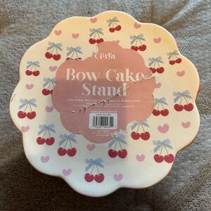 Cherry Bow Cake Stand - Red and White